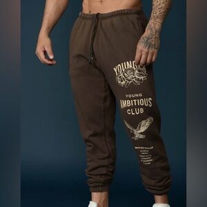 YoungLA Dark Brown Graphic Joggers